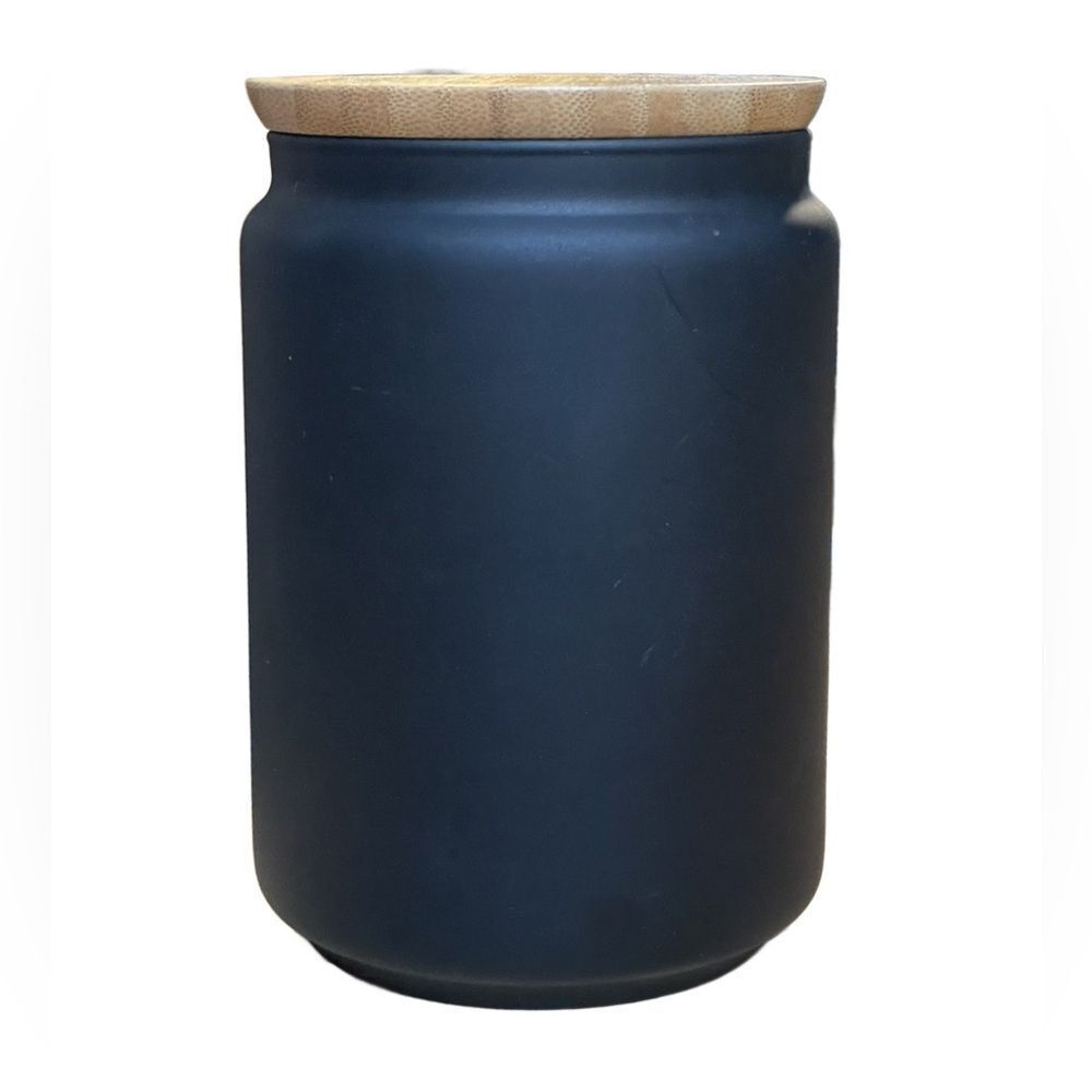 Matte Black Glass Canister with Bamboo Lid